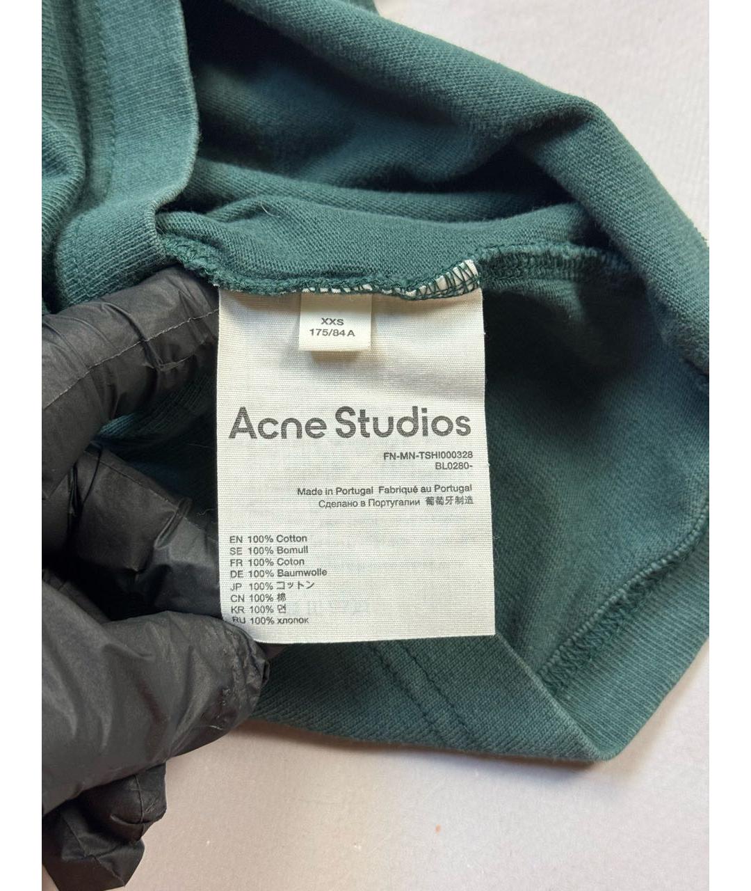 ACNE STUDIOS Зеленая хлопковая футболка, фото 7