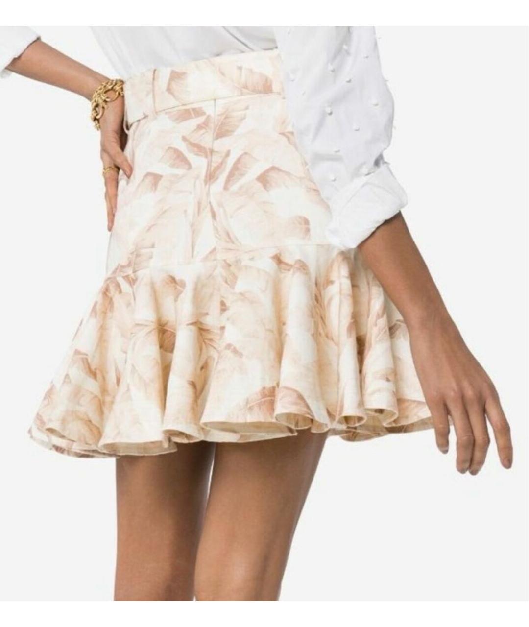 ZIMMERMANN Бежевая льняная юбка мини, фото 2
