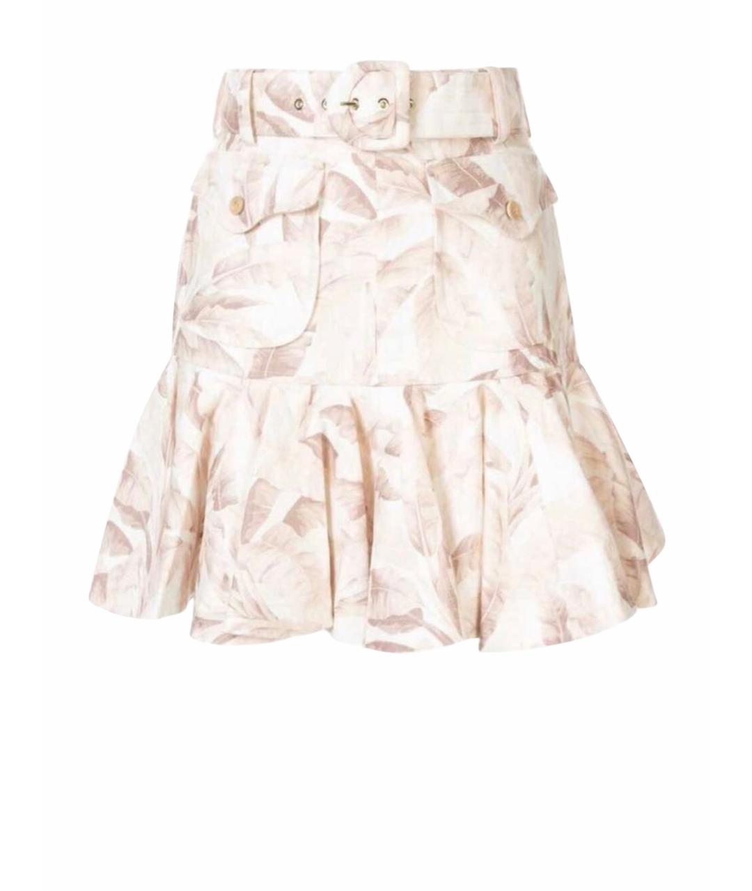 ZIMMERMANN Бежевая льняная юбка мини, фото 5