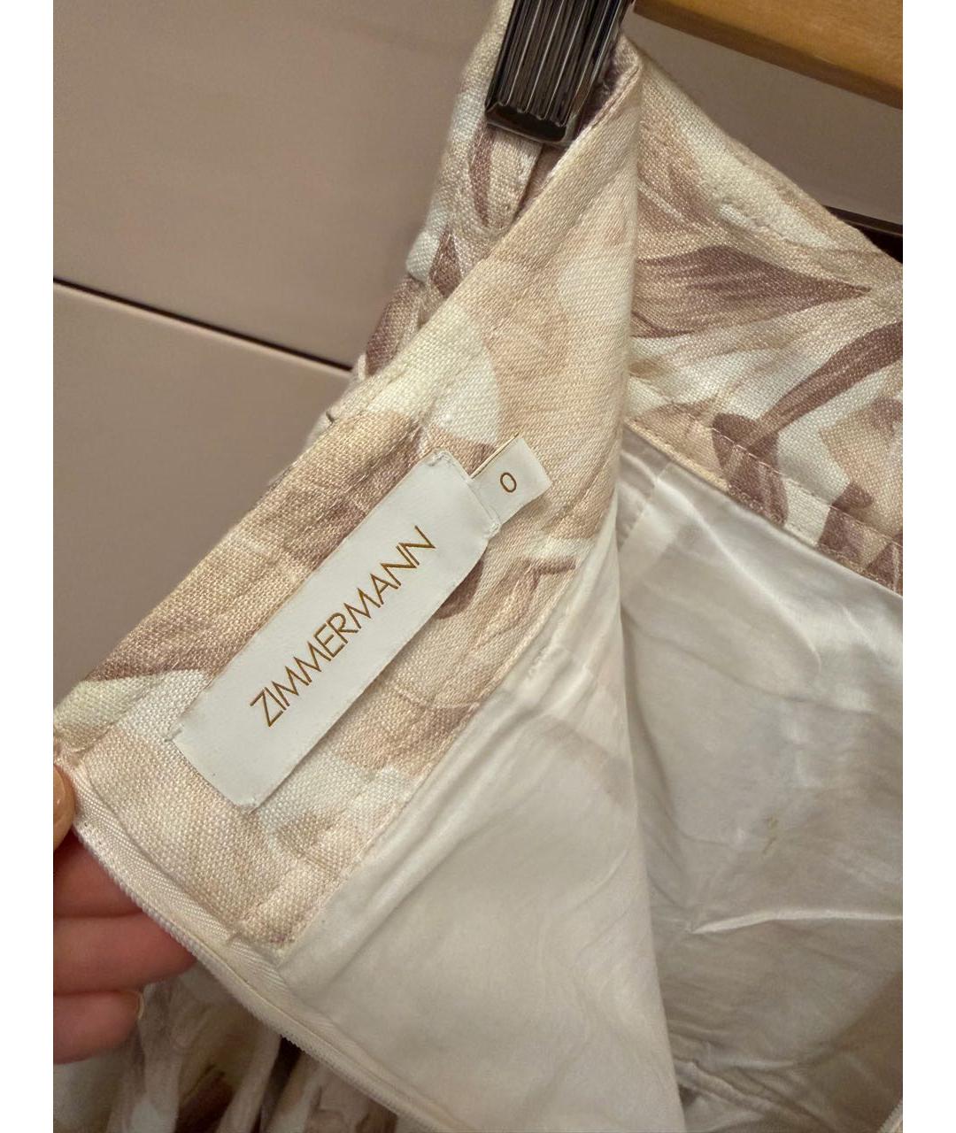 ZIMMERMANN Бежевая льняная юбка мини, фото 4