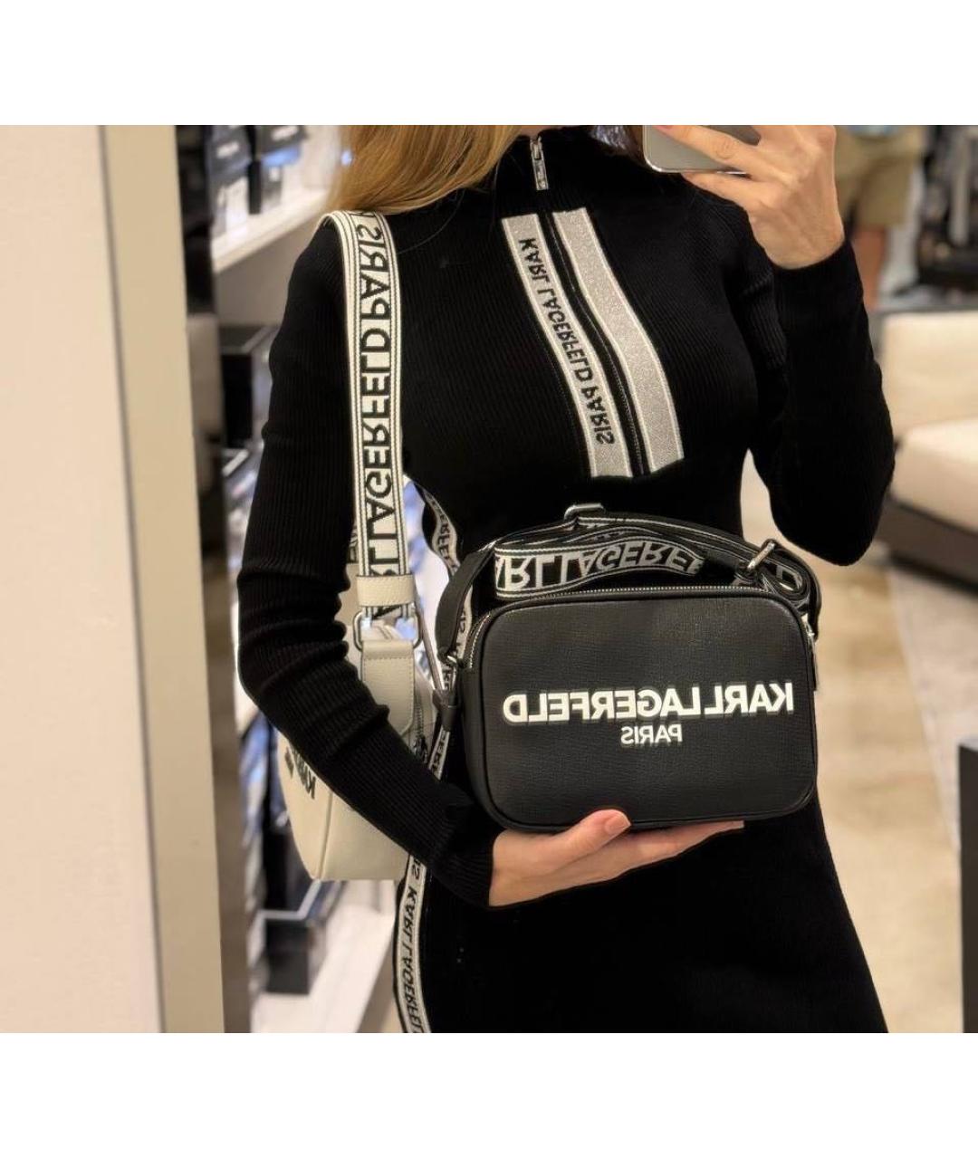 KARL LAGERFELD Черная сумка через плечо из искусственной кожи, фото 4