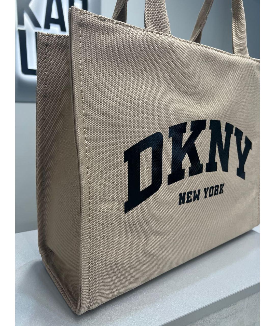 DKNY Бежевая тканевая сумка тоут, фото 2