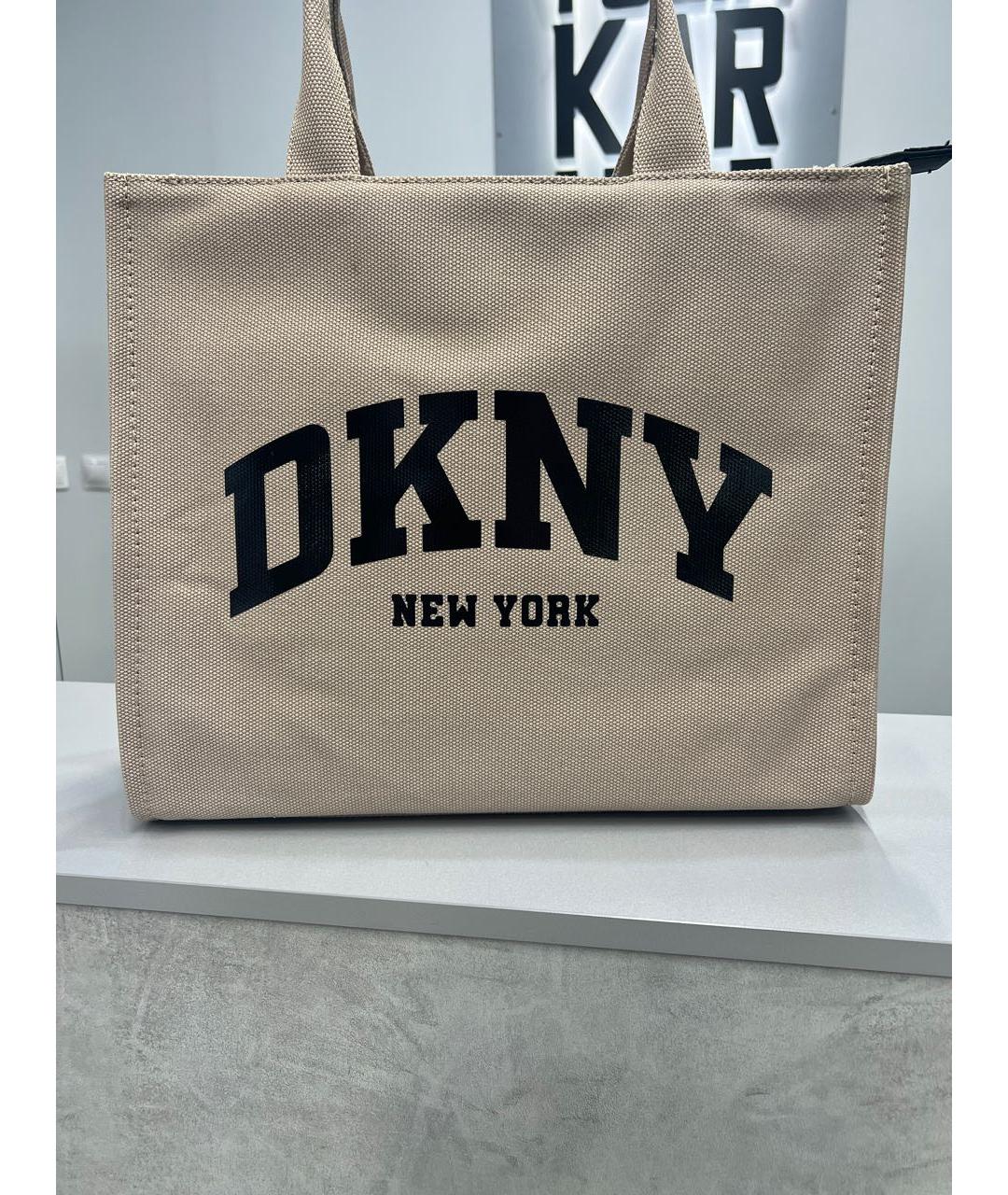 DKNY Бежевая тканевая сумка тоут, фото 5