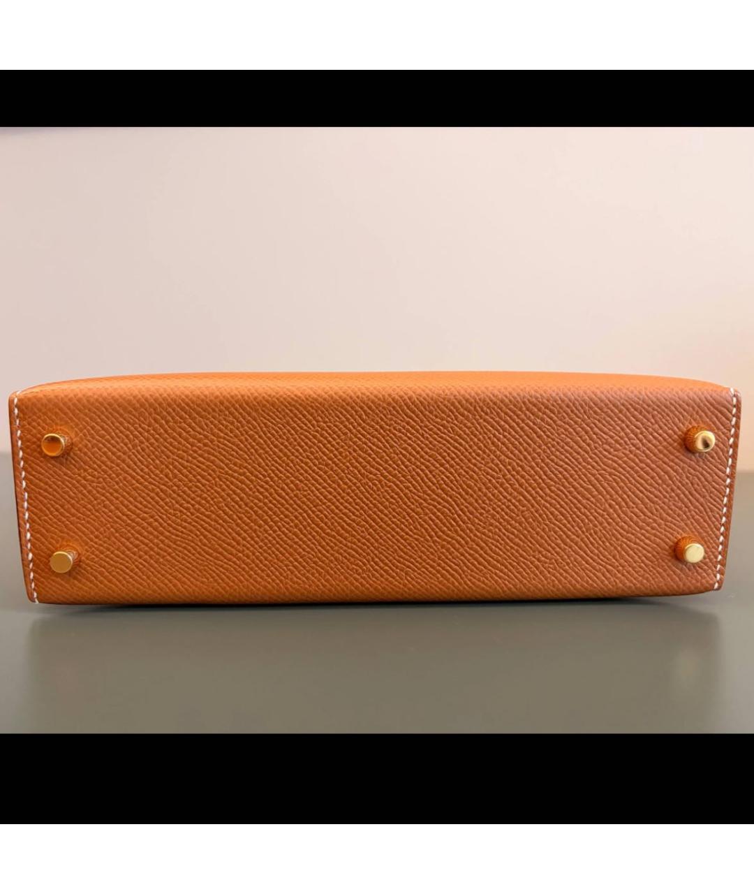 HERMES Коричневая кожаная сумка с короткими ручками, фото 3