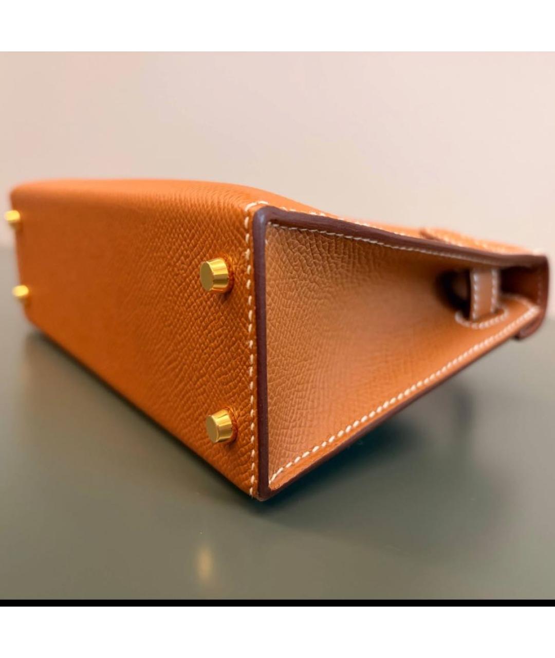 HERMES Коричневая кожаная сумка с короткими ручками, фото 4