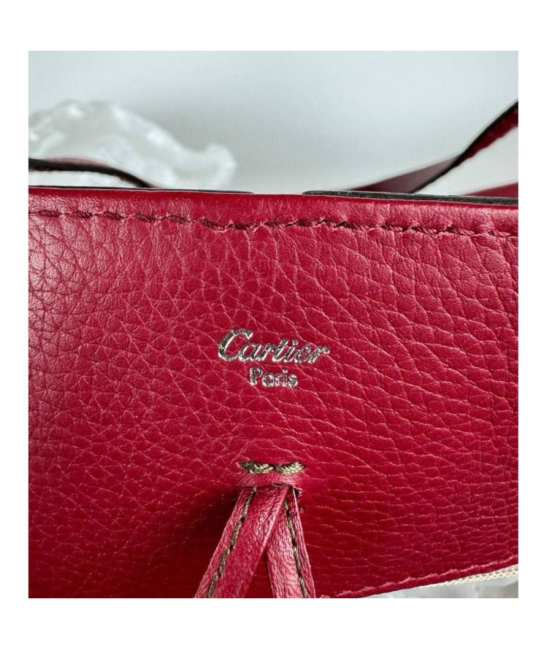 CARTIER Бордовая кожаная сумка с короткими ручками, фото 8