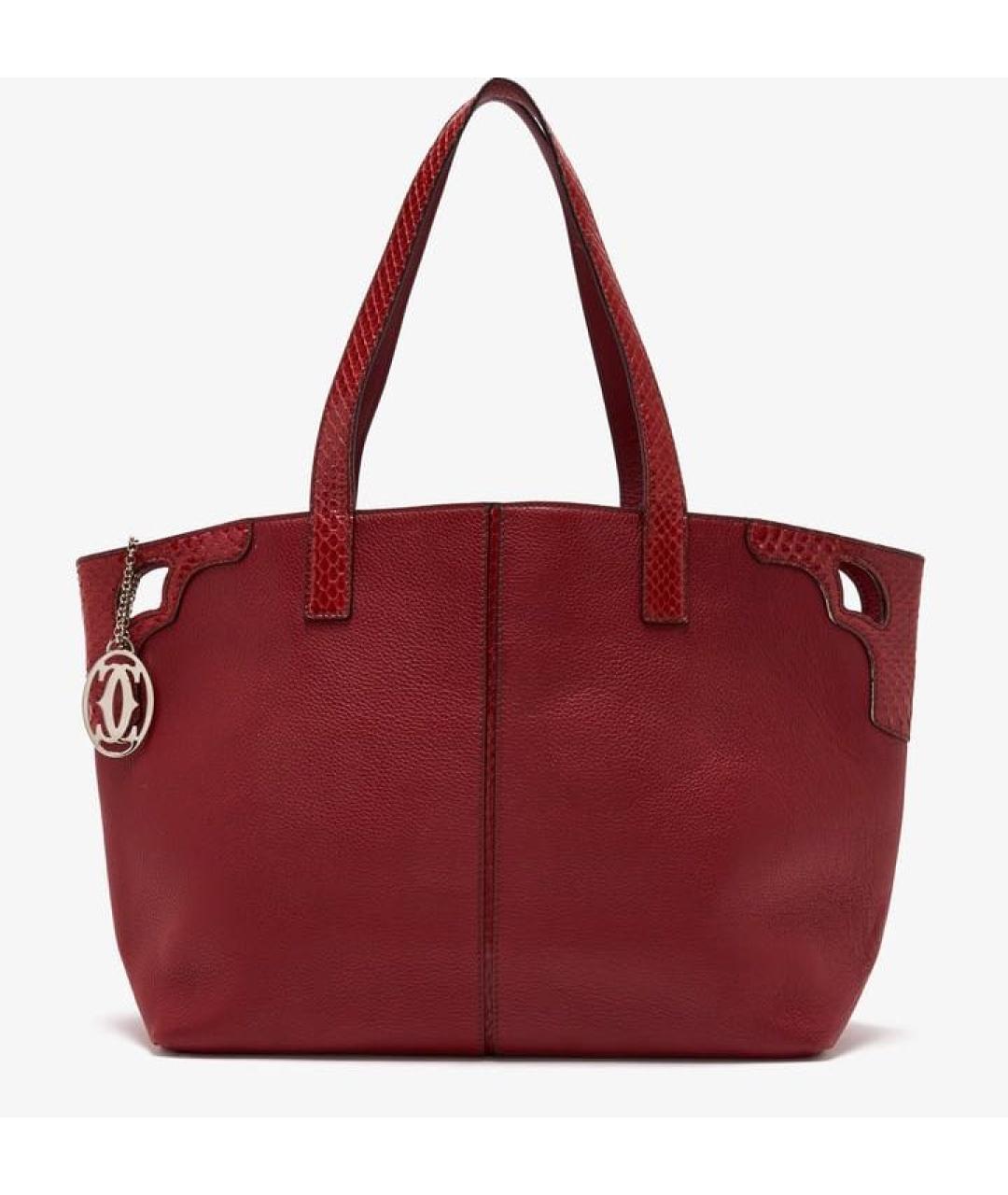 CARTIER Бордовая кожаная сумка с короткими ручками, фото 9