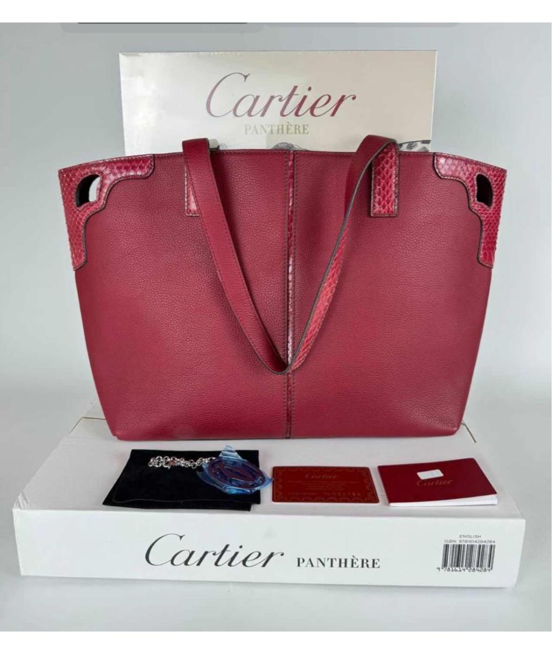 CARTIER Бордовая кожаная сумка с короткими ручками, фото 2