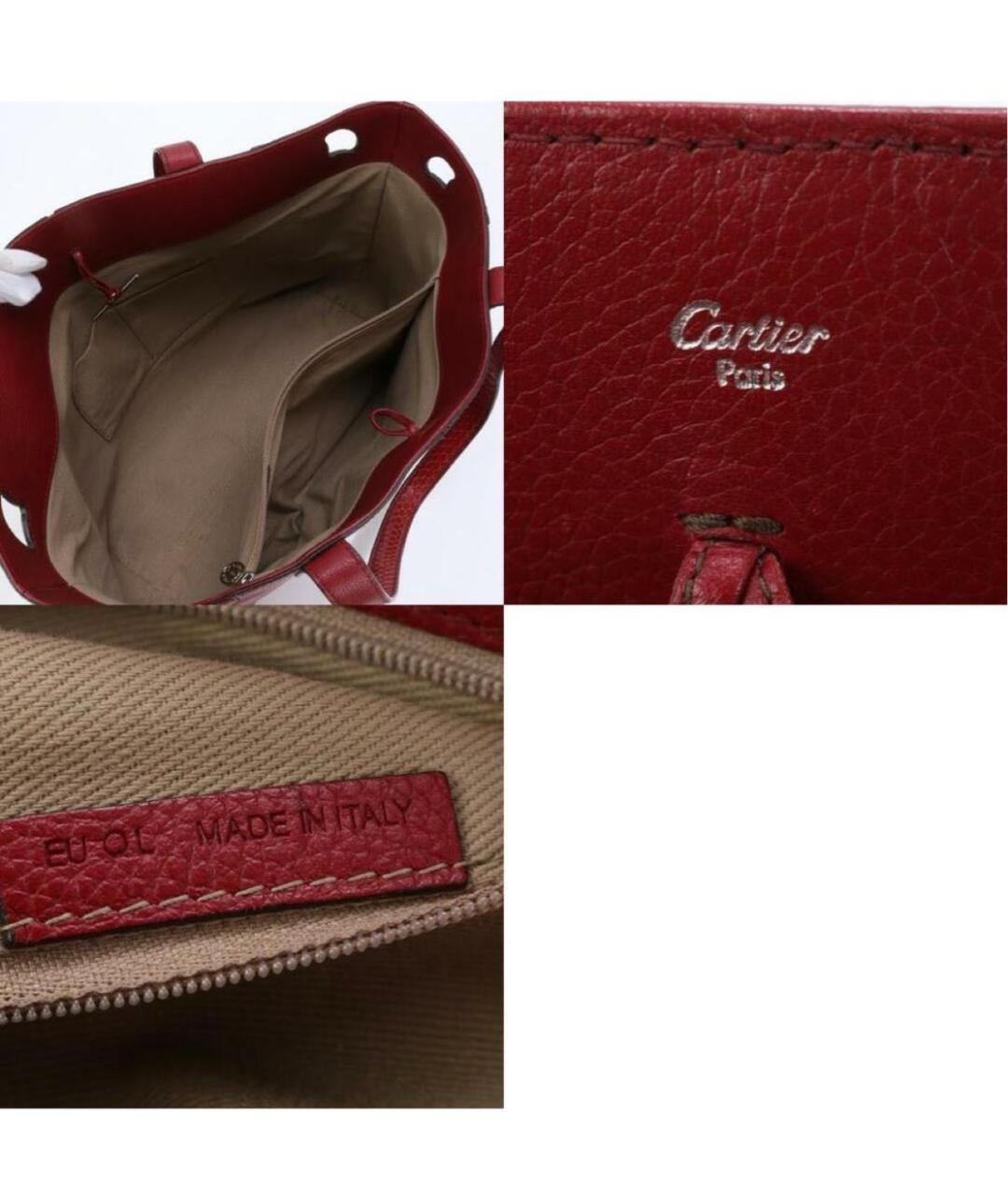 CARTIER Бордовая кожаная сумка с короткими ручками, фото 5