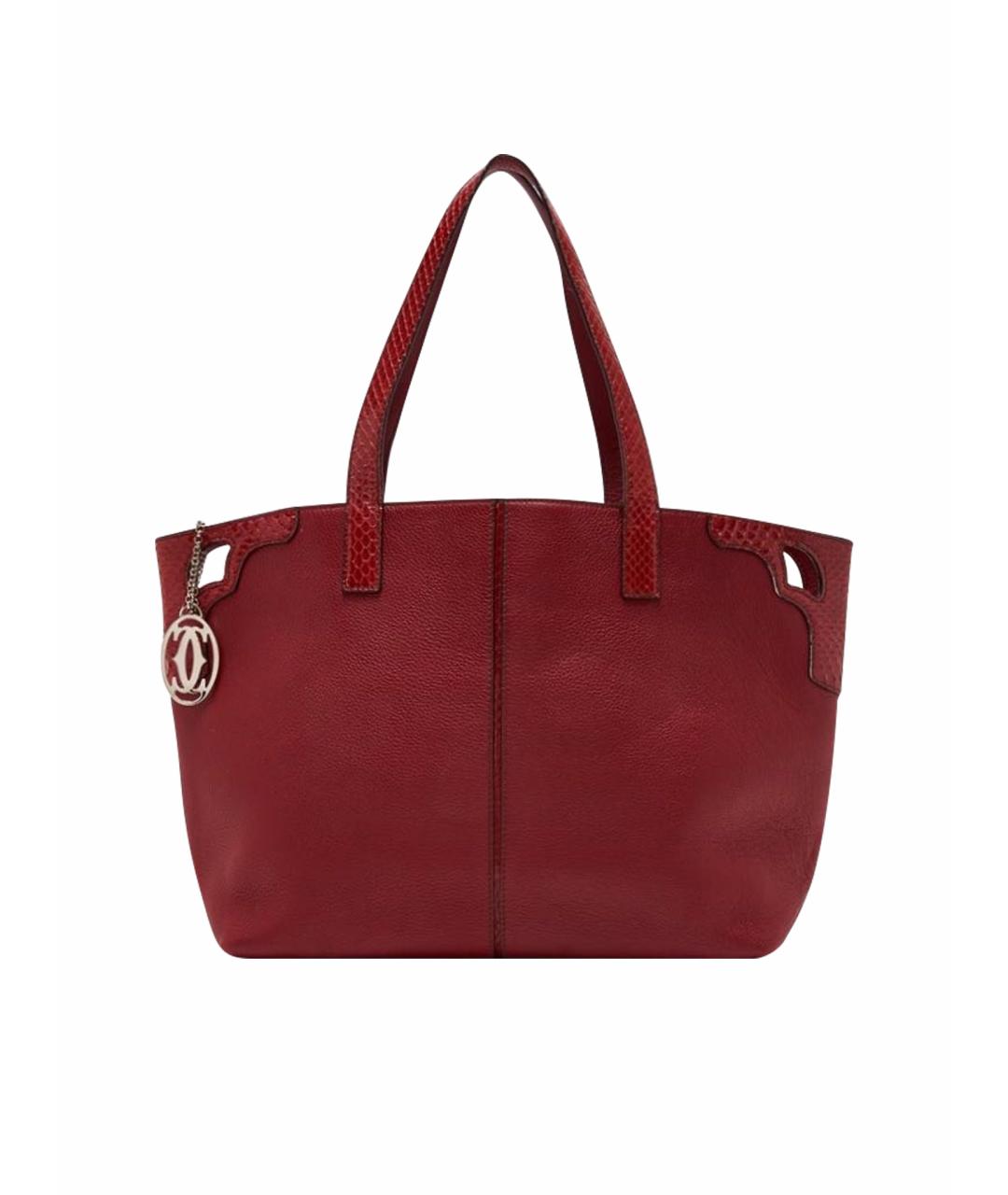 CARTIER Бордовая кожаная сумка с короткими ручками, фото 1