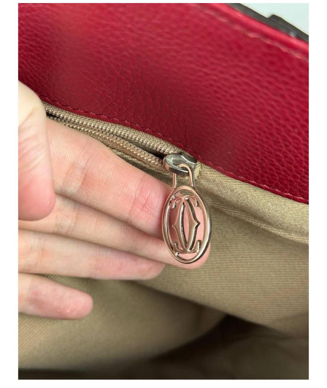 CARTIER Бордовая кожаная сумка с короткими ручками, фото 7