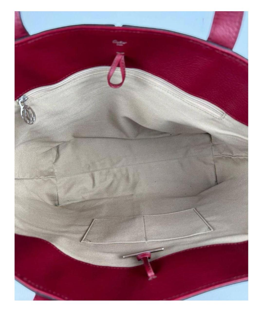 CARTIER Бордовая кожаная сумка с короткими ручками, фото 6