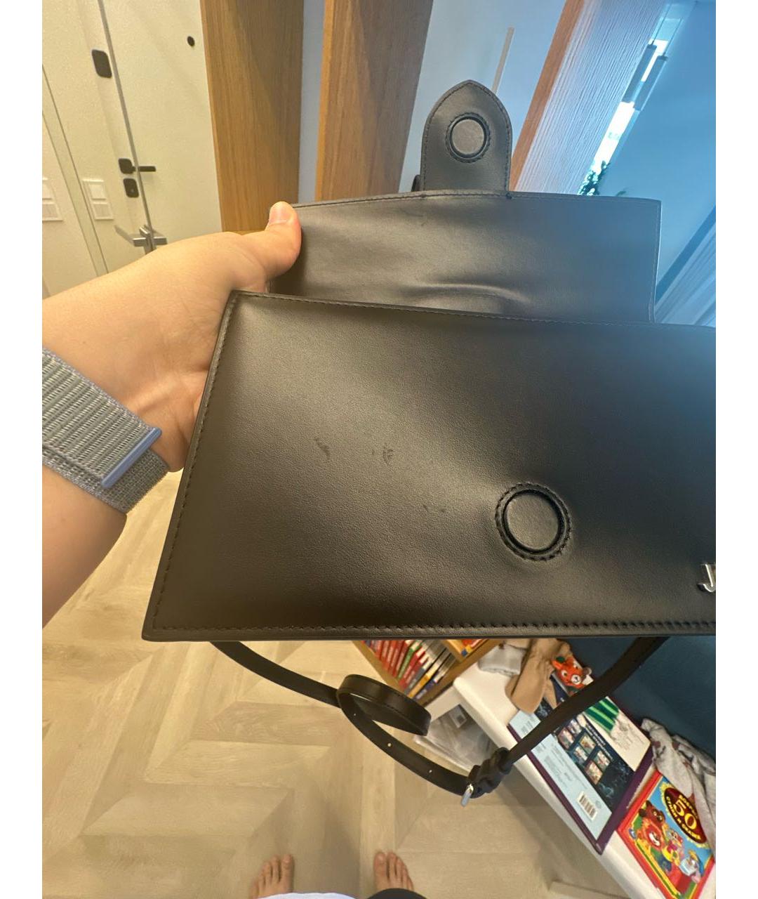 JACQUEMUS Черная кожаная сумка через плечо, фото 7