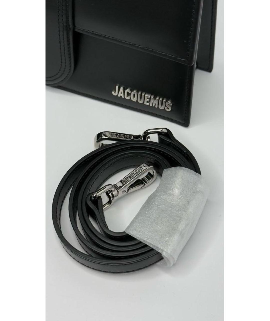 JACQUEMUS Черная кожаная сумка через плечо, фото 5