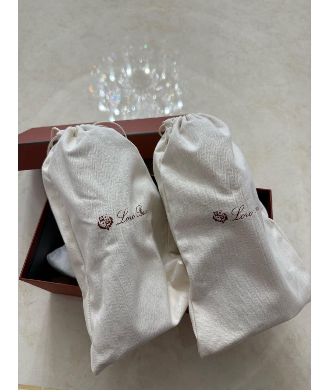 LORO PIANA Бежевые кожаные кроссовки, фото 6