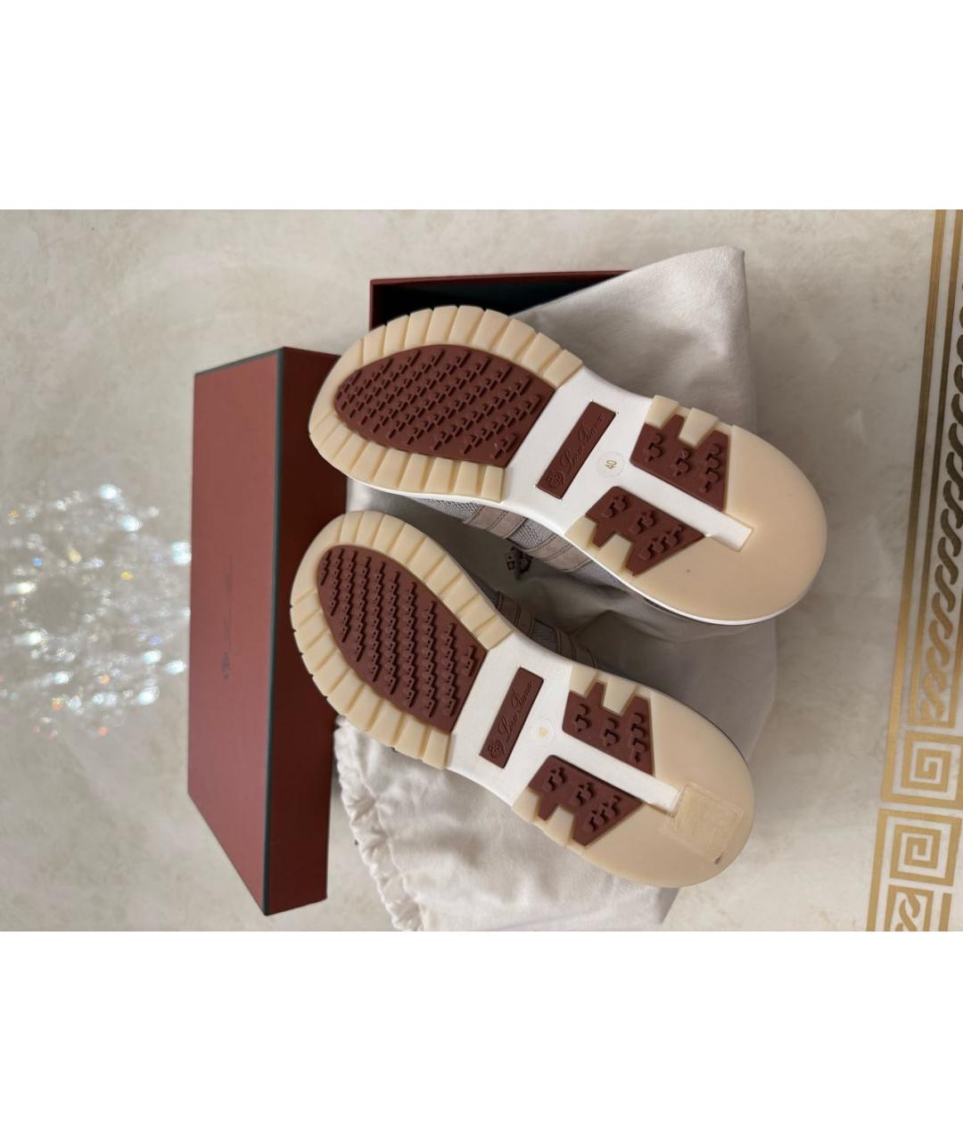 LORO PIANA Бежевые кожаные кроссовки, фото 3