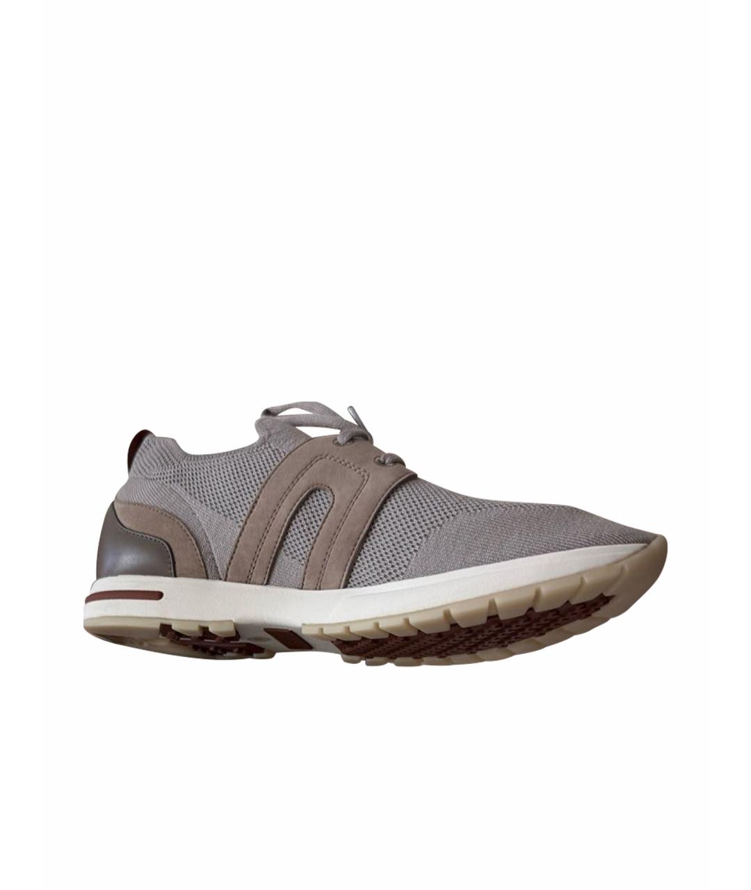 LORO PIANA Бежевые кожаные кроссовки, фото 1