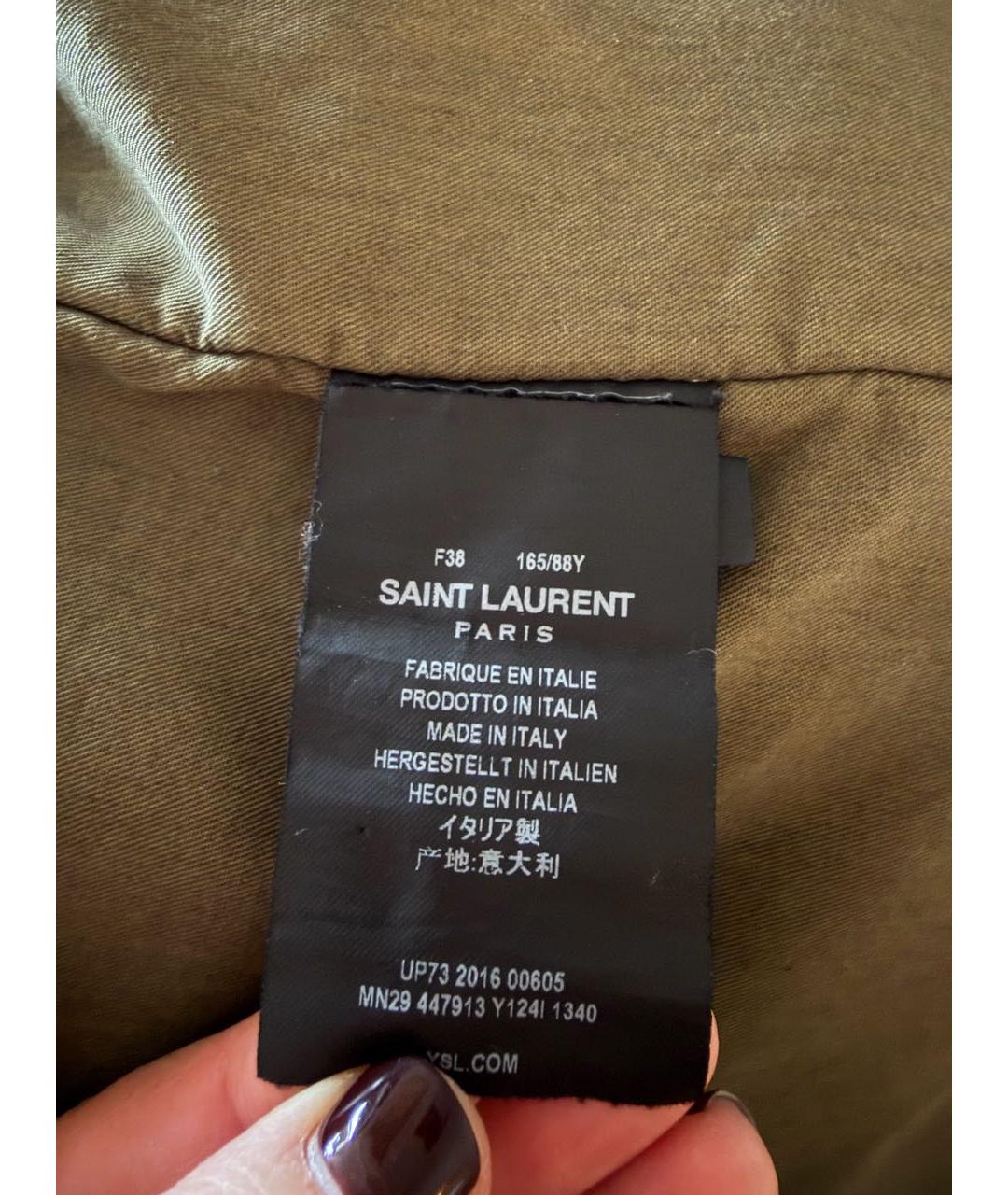 SAINT LAURENT Хаки хлопковая парка, фото 7