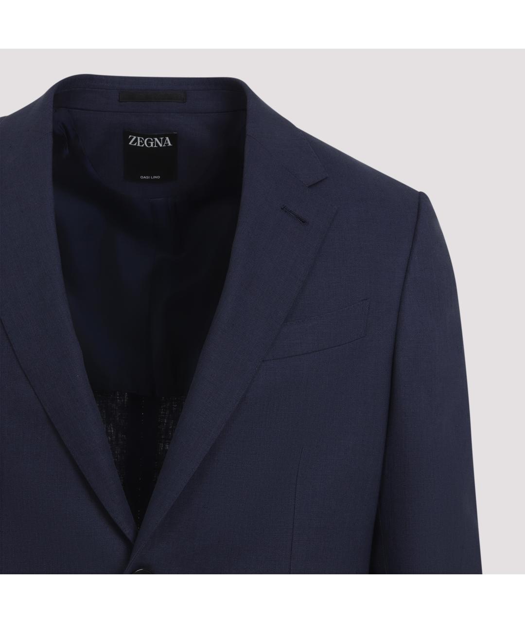 ZEGNA Синий льняной пиджак, фото 4