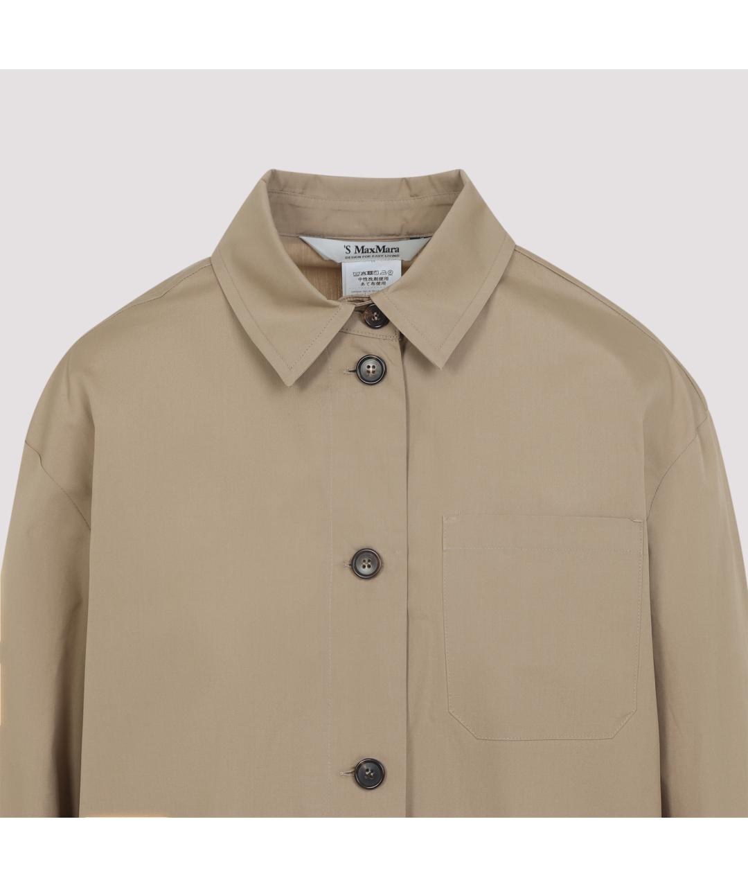 'S MAX MARA Бежевая хлопковая рубашка, фото 3