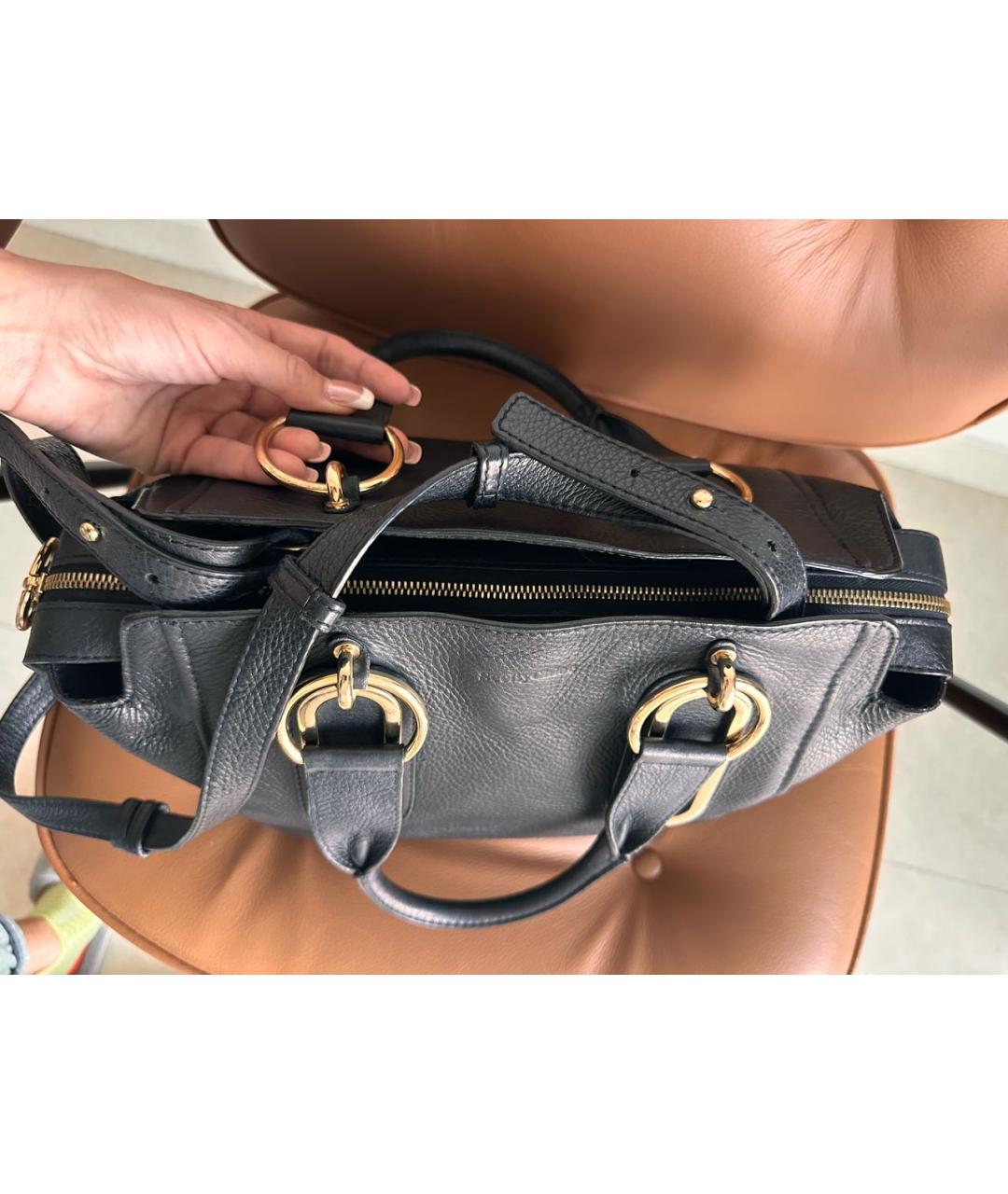 CHLOE Черная кожаная сумка тоут, фото 7