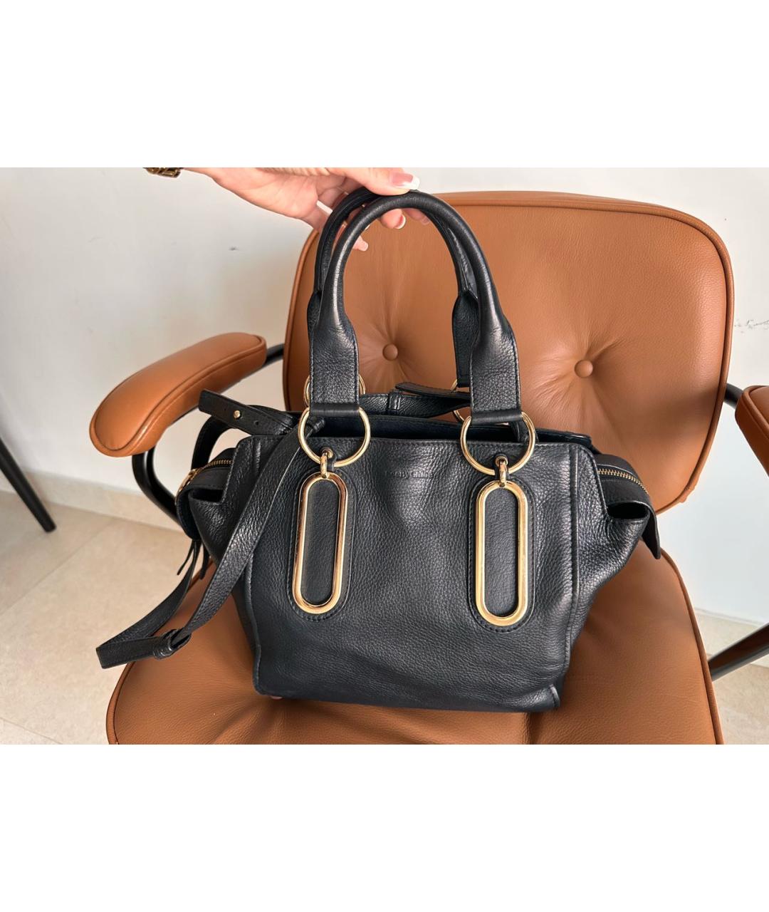 CHLOE Черная кожаная сумка тоут, фото 9