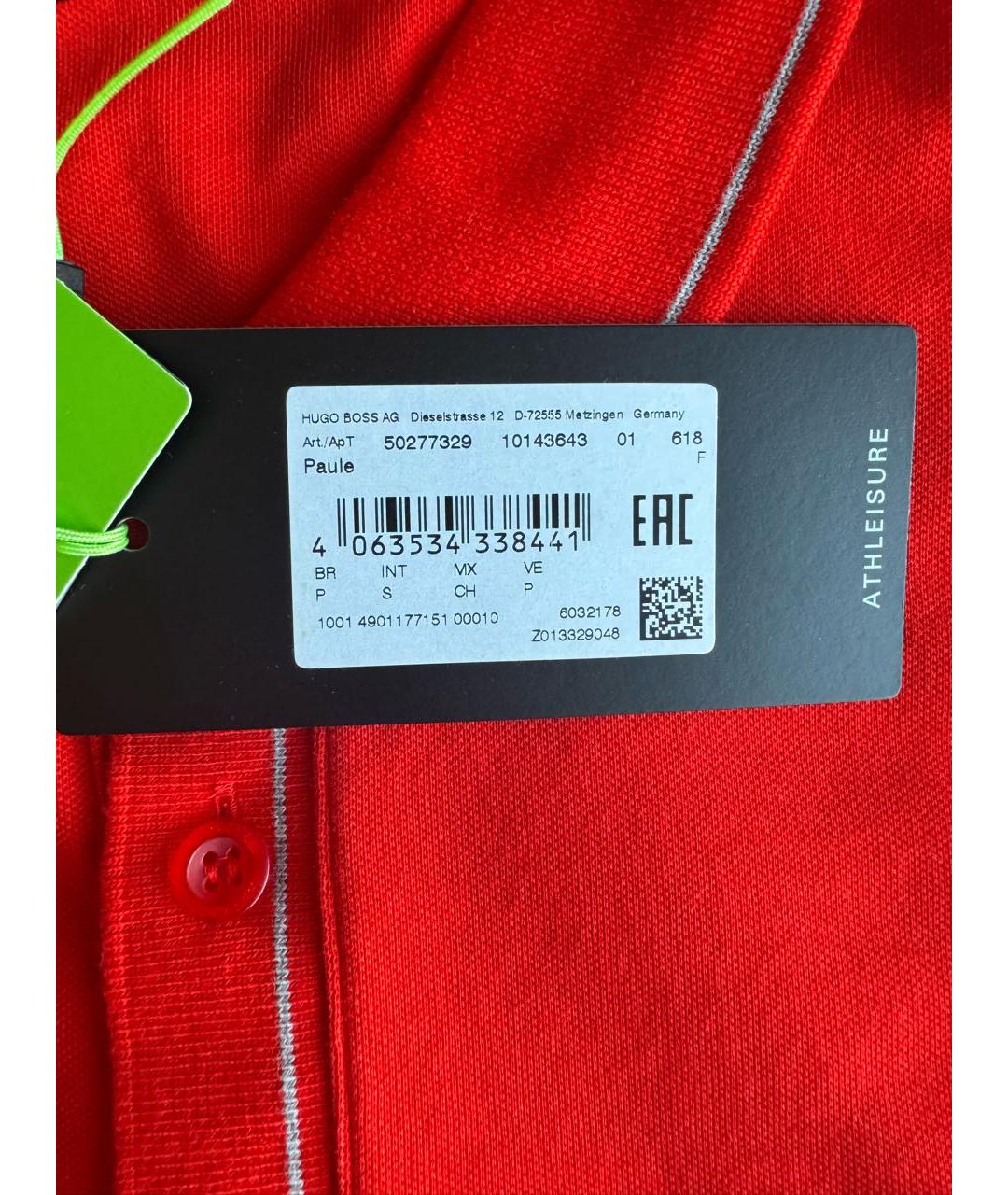 HUGO BOSS Красное хлопко-полиэстеровое поло с коротким рукавом, фото 5