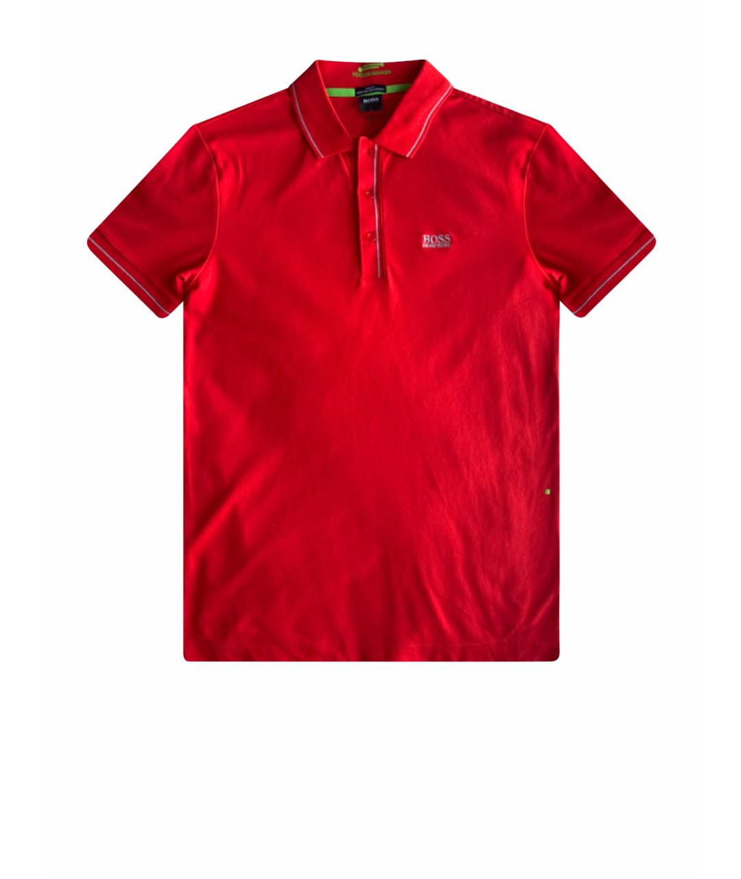 HUGO BOSS Красное хлопко-полиэстеровое поло с коротким рукавом, фото 1