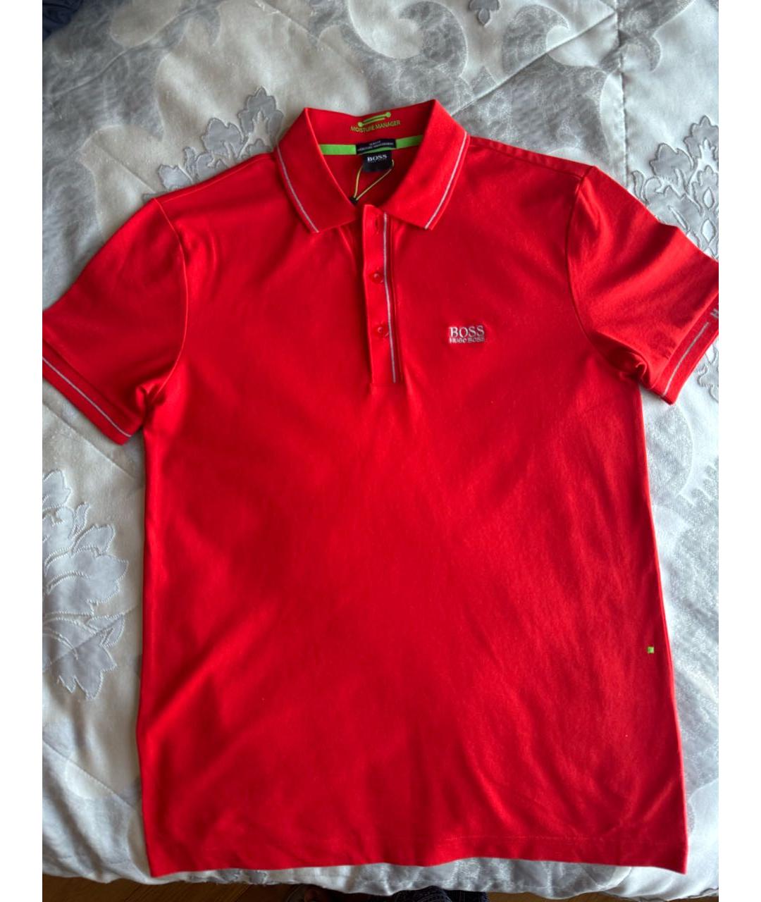 HUGO BOSS Красное хлопко-полиэстеровое поло с коротким рукавом, фото 8