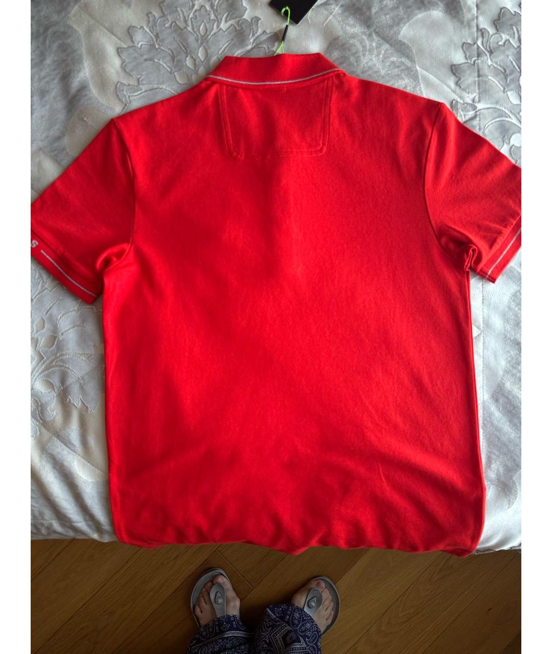 HUGO BOSS Красное хлопко-полиэстеровое поло с коротким рукавом, фото 2