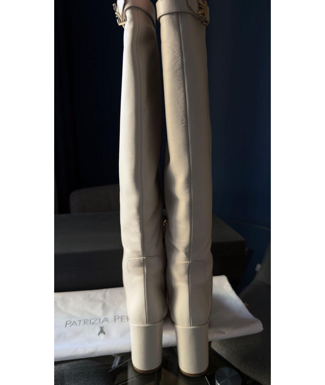 PATRIZIA PEPE Белые кожаные сапоги, фото 4