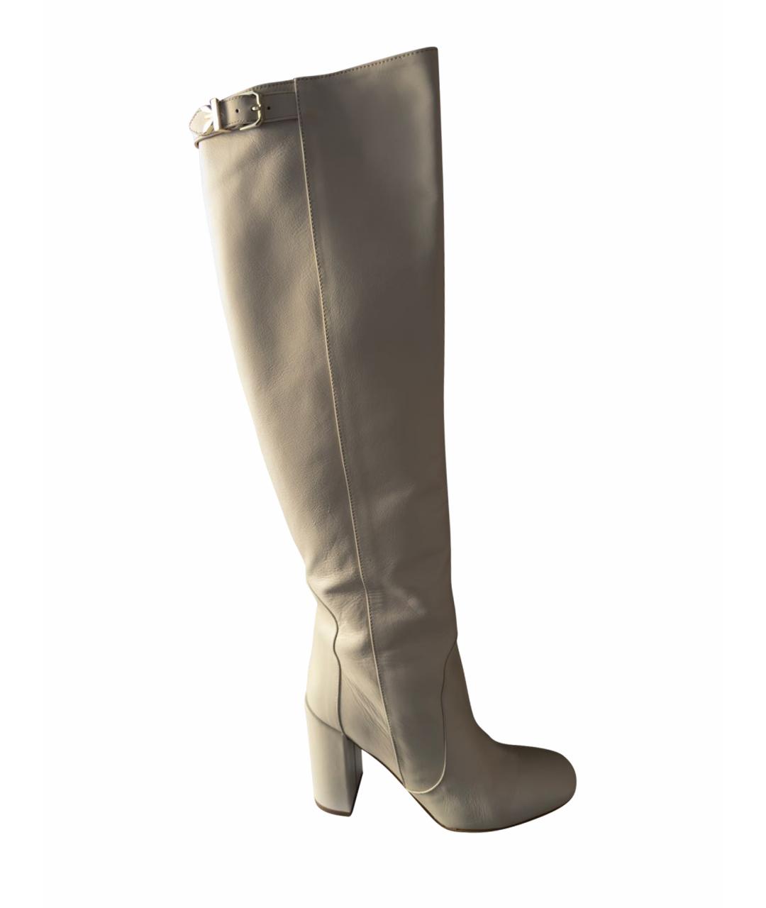 PATRIZIA PEPE Белые кожаные сапоги, фото 1