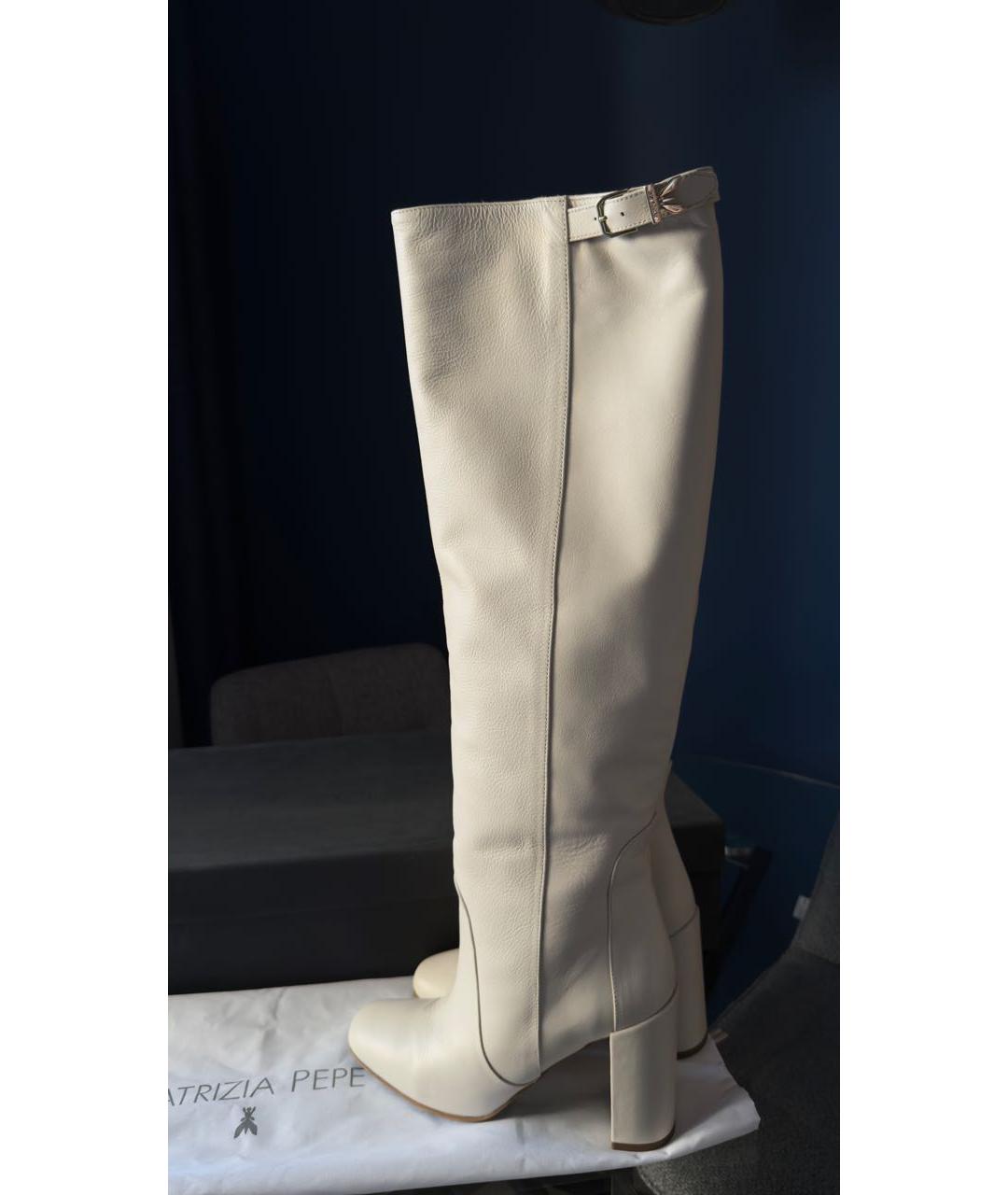 PATRIZIA PEPE Белые кожаные сапоги, фото 2