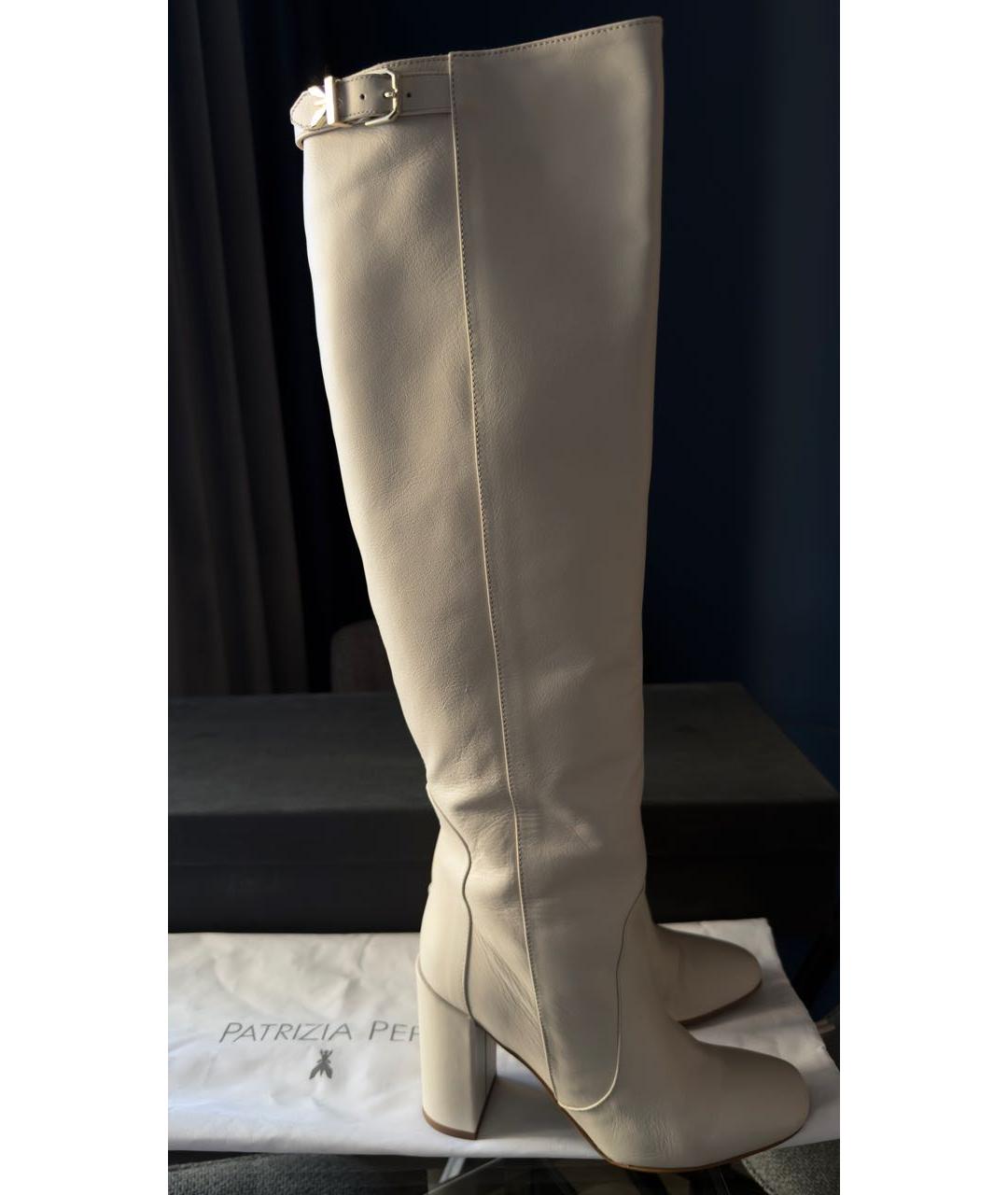 PATRIZIA PEPE Белые кожаные сапоги, фото 5