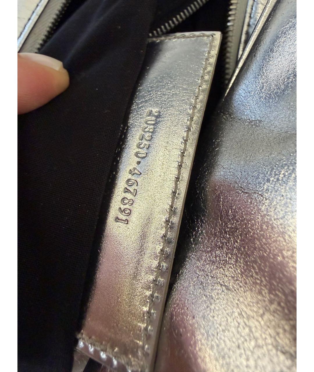 BALENCIAGA Серебряная кожаная сумка с короткими ручками, фото 5