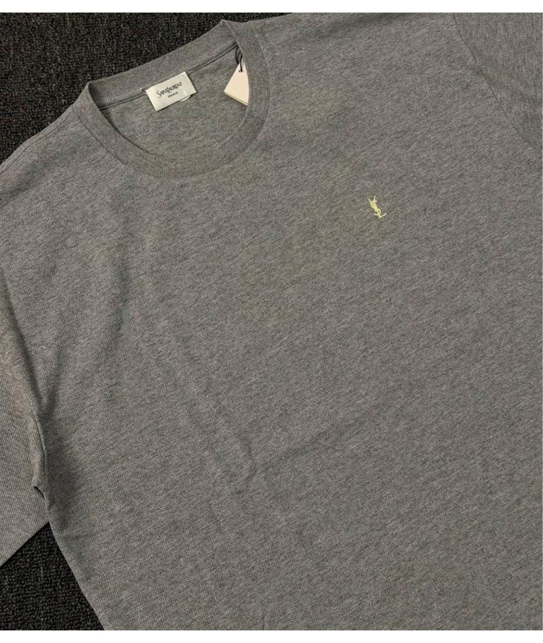 SAINT LAURENT Серая хлопковая футболка, фото 8