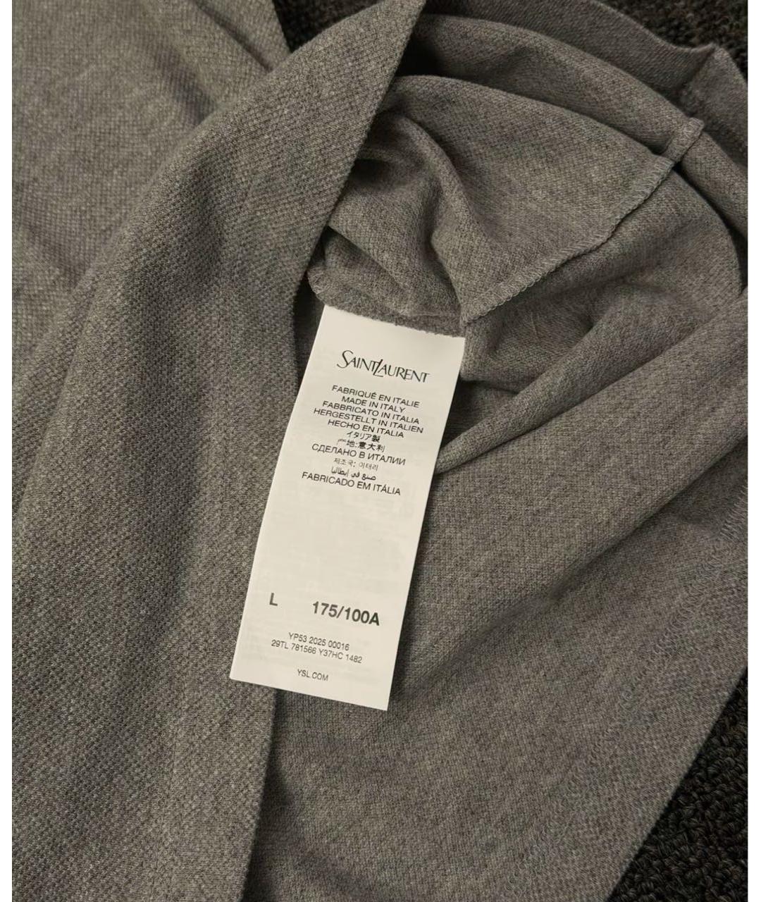 SAINT LAURENT Серая хлопковая футболка, фото 7