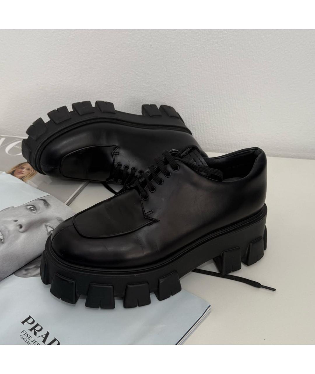 PRADA Черные кожаные брогги и оксфорды, фото 2
