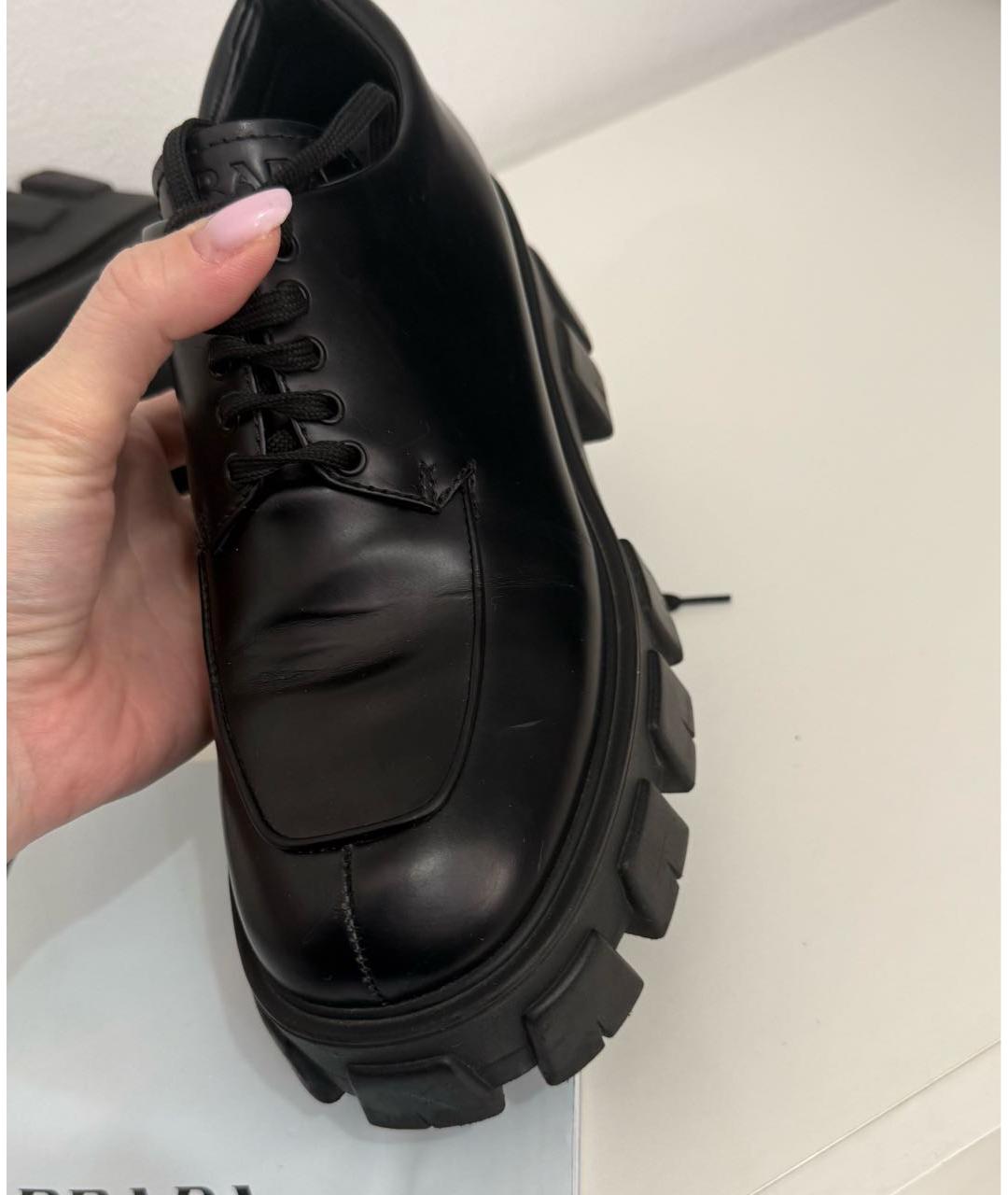 PRADA Черные кожаные брогги и оксфорды, фото 3