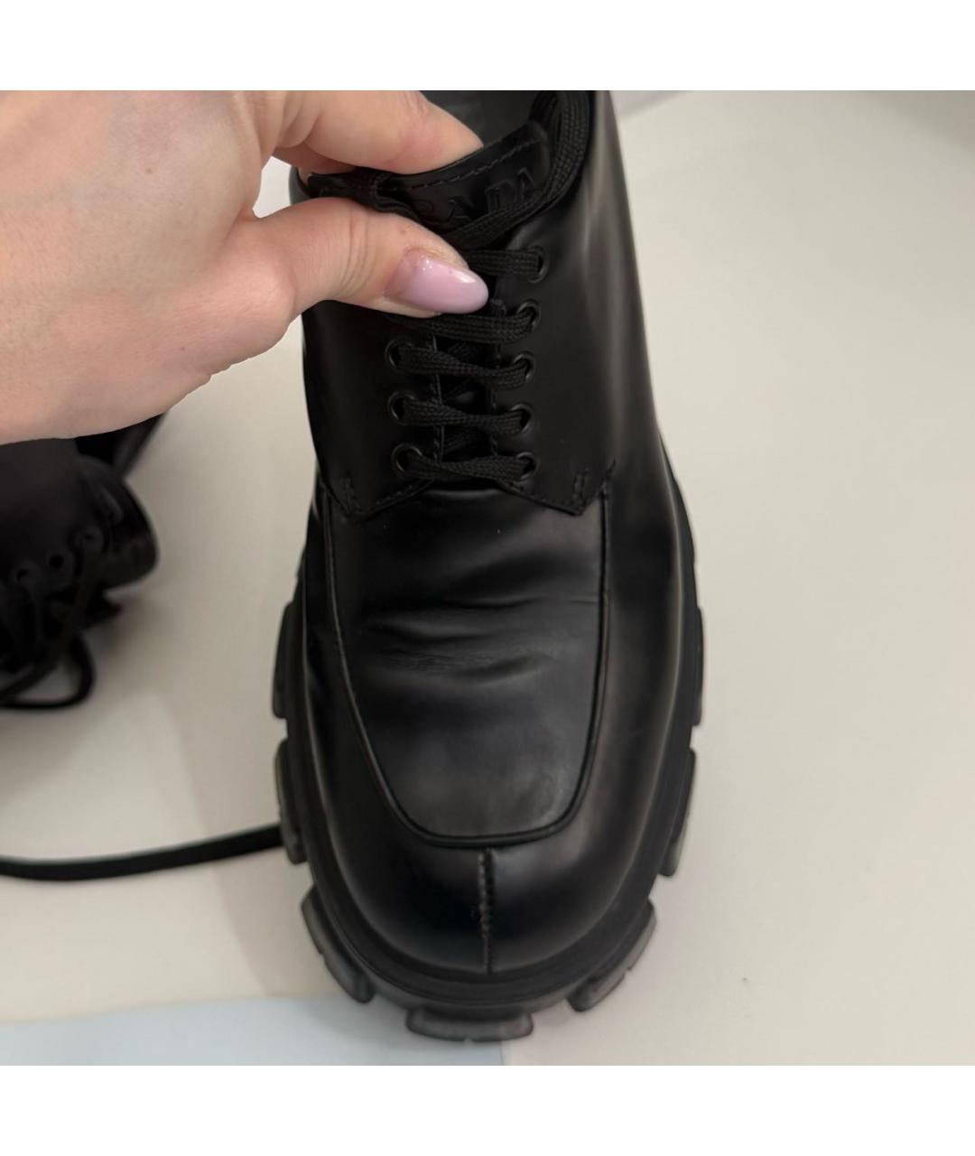 PRADA Черные кожаные брогги и оксфорды, фото 6