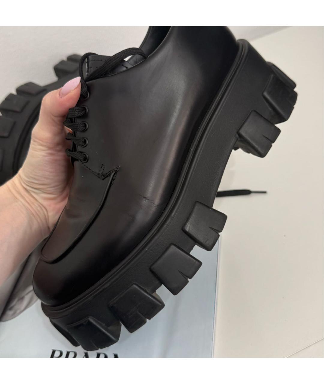 PRADA Черные кожаные брогги и оксфорды, фото 4
