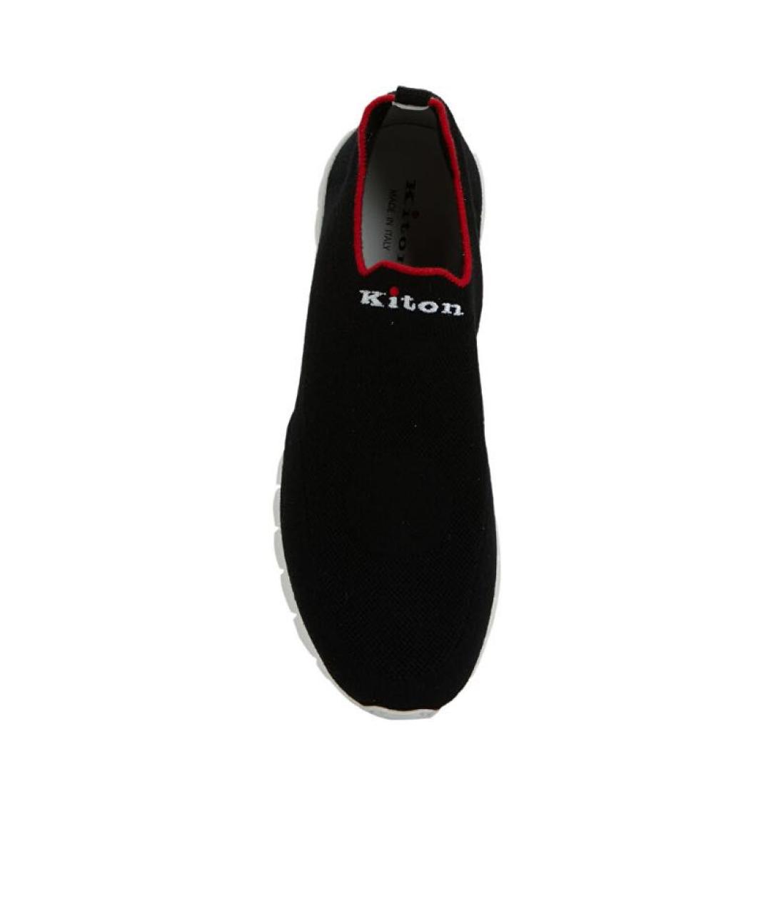 KITON Черные текстильные низкие кроссовки / кеды, фото 3