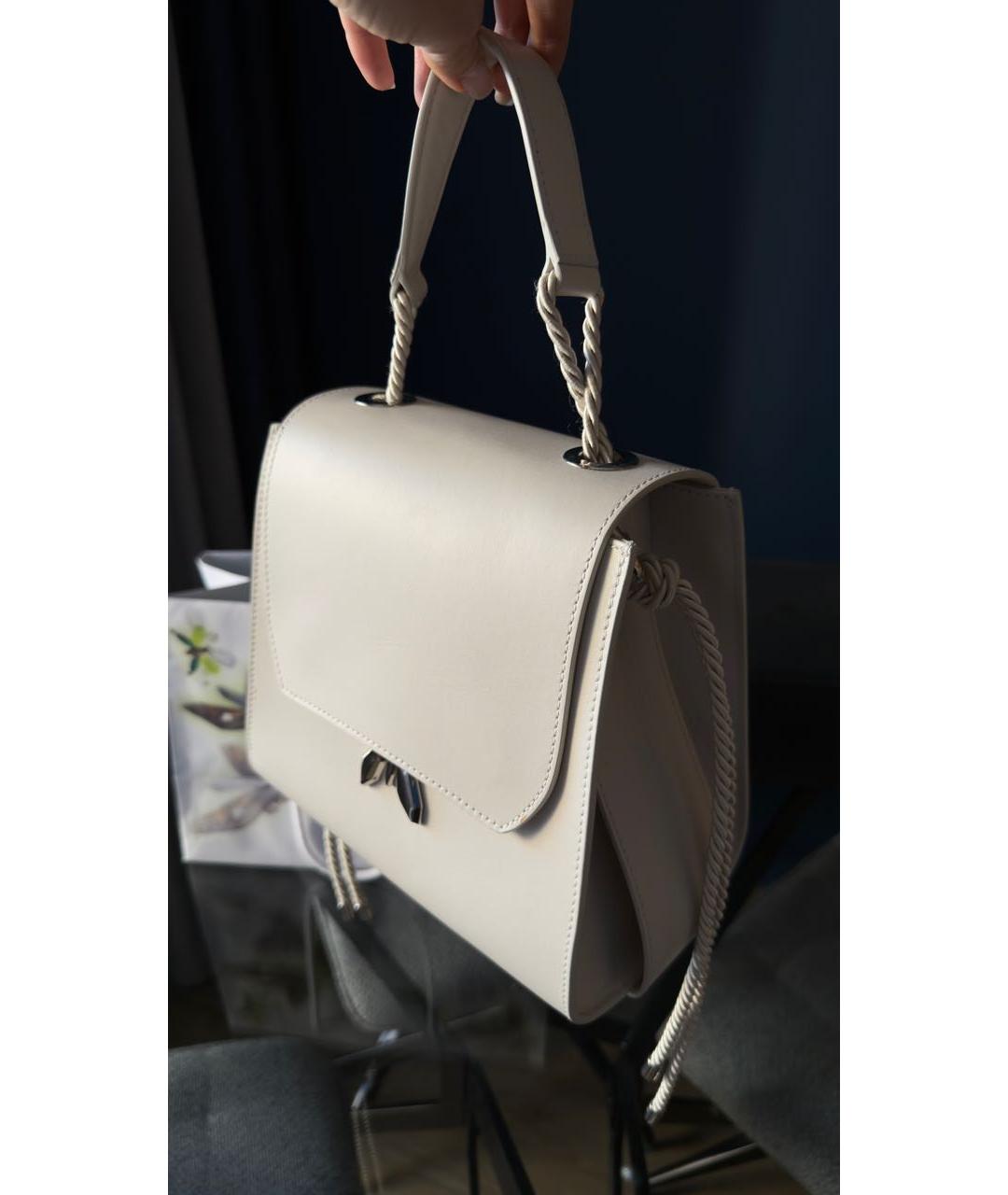 PATRIZIA PEPE Белая кожаная сумка через плечо, фото 2