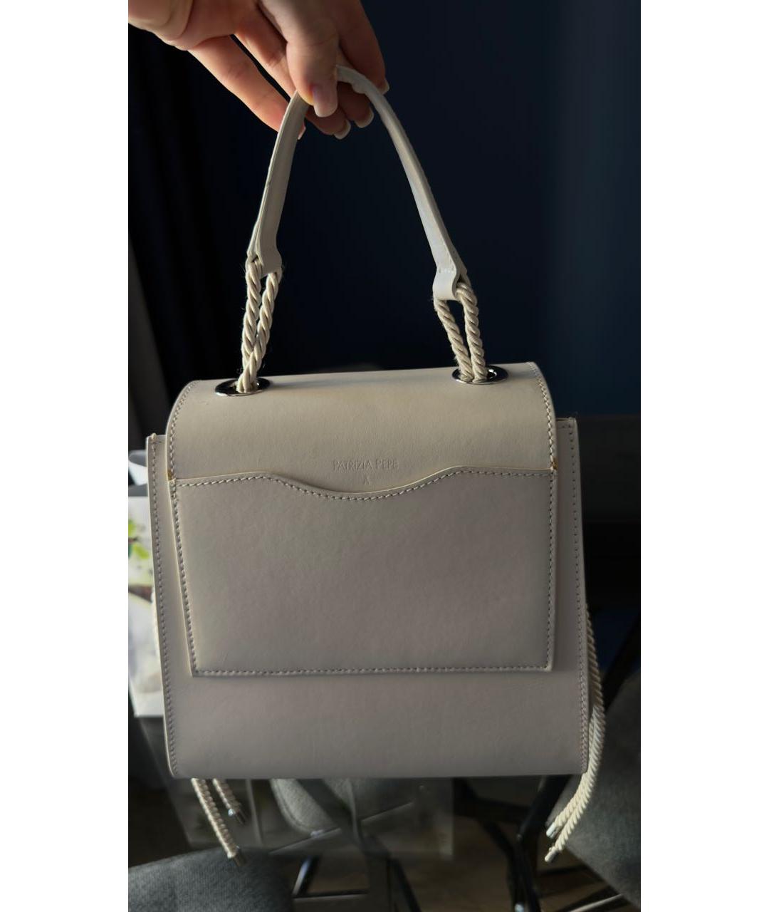 PATRIZIA PEPE Белая кожаная сумка через плечо, фото 3