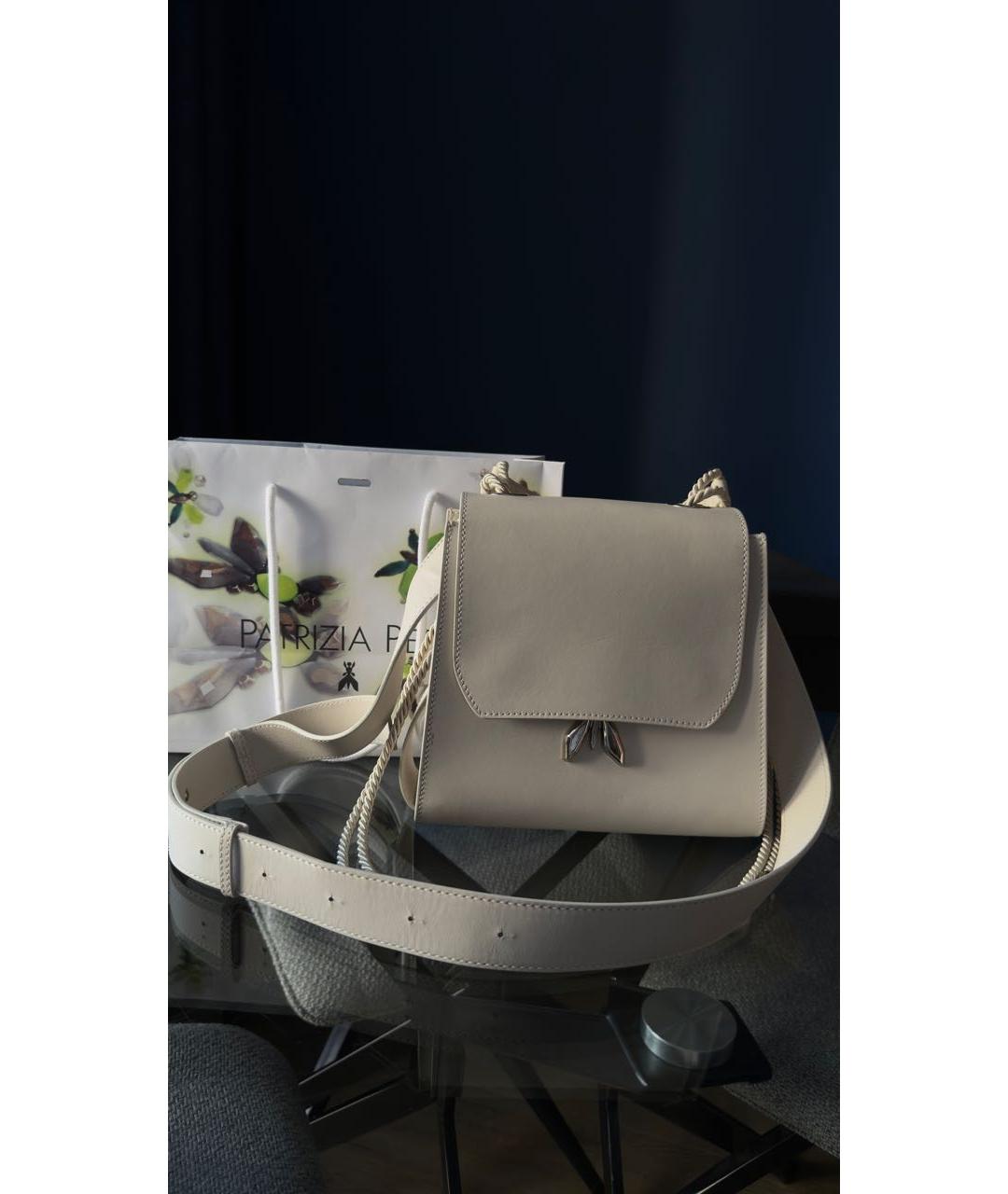 PATRIZIA PEPE Белая кожаная сумка через плечо, фото 7
