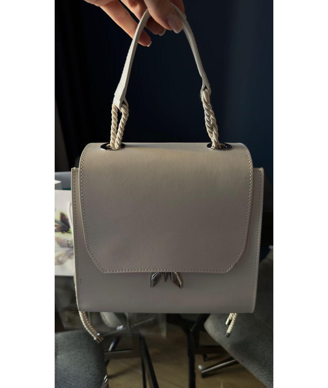 PATRIZIA PEPE Белая кожаная сумка через плечо, фото 6