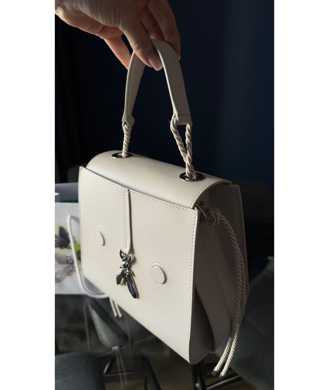 PATRIZIA PEPE Белая кожаная сумка через плечо, фото 5