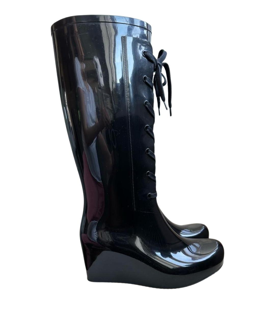 SAINT LAURENT Черные резиновые сапоги, фото 1