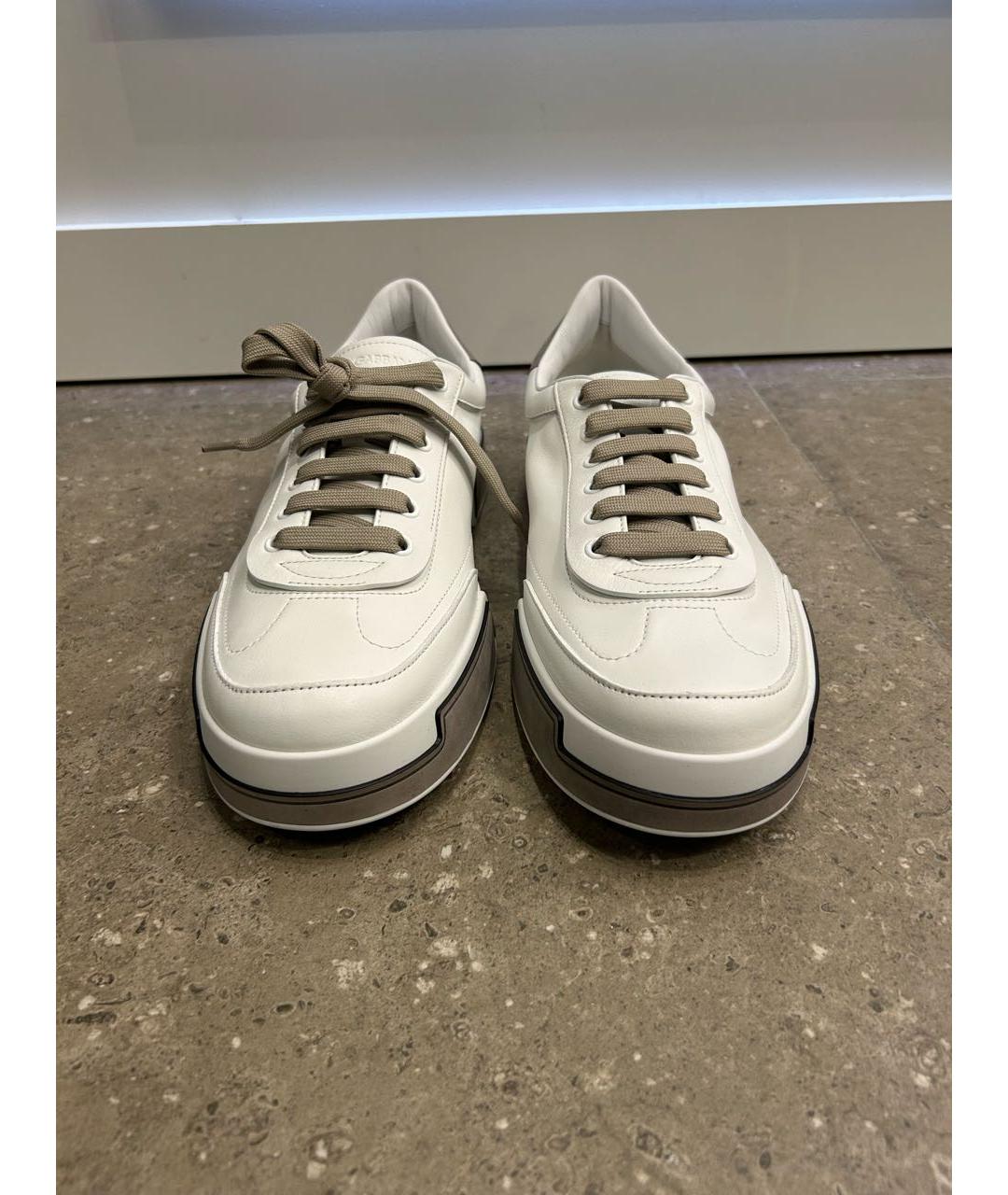 DOLCE&GABBANA Белые кожаные низкие кроссовки / кеды, фото 2