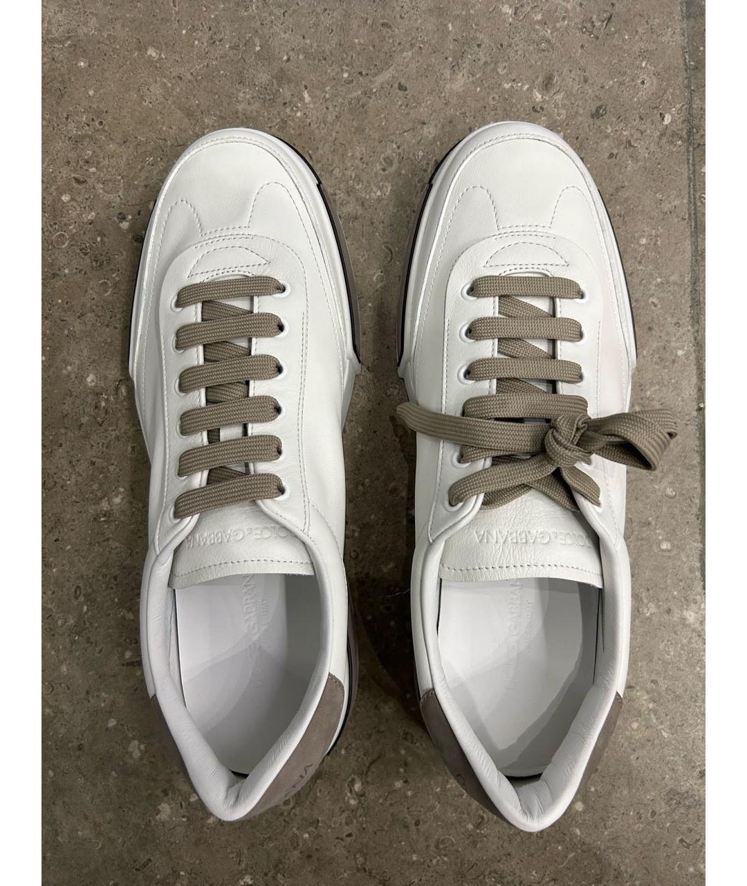 DOLCE&GABBANA Белые кожаные низкие кроссовки / кеды, фото 3
